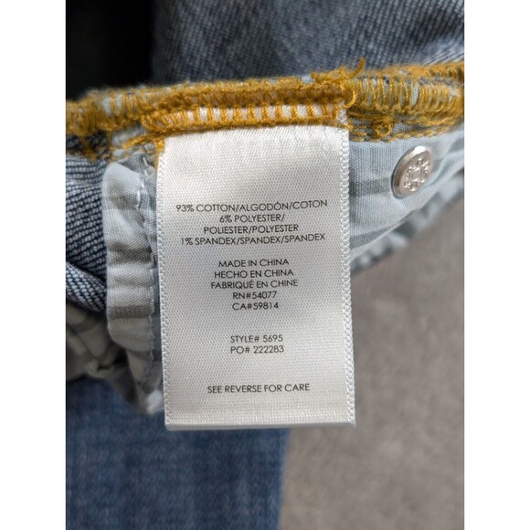 CAbi Slim Boyfriend Jeans Womens 4 Distressed Patch Stretch Blue Denim Casual - Picture 7 of 12